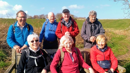 Bob,David,Austin,Harry,Jean,Susan & Linda - walk from Craster to Alnmouth